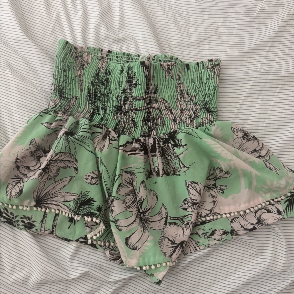 Zara Green Floral Print Skirt
